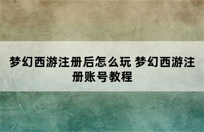 梦幻西游注册后怎么玩 梦幻西游注册账号教程